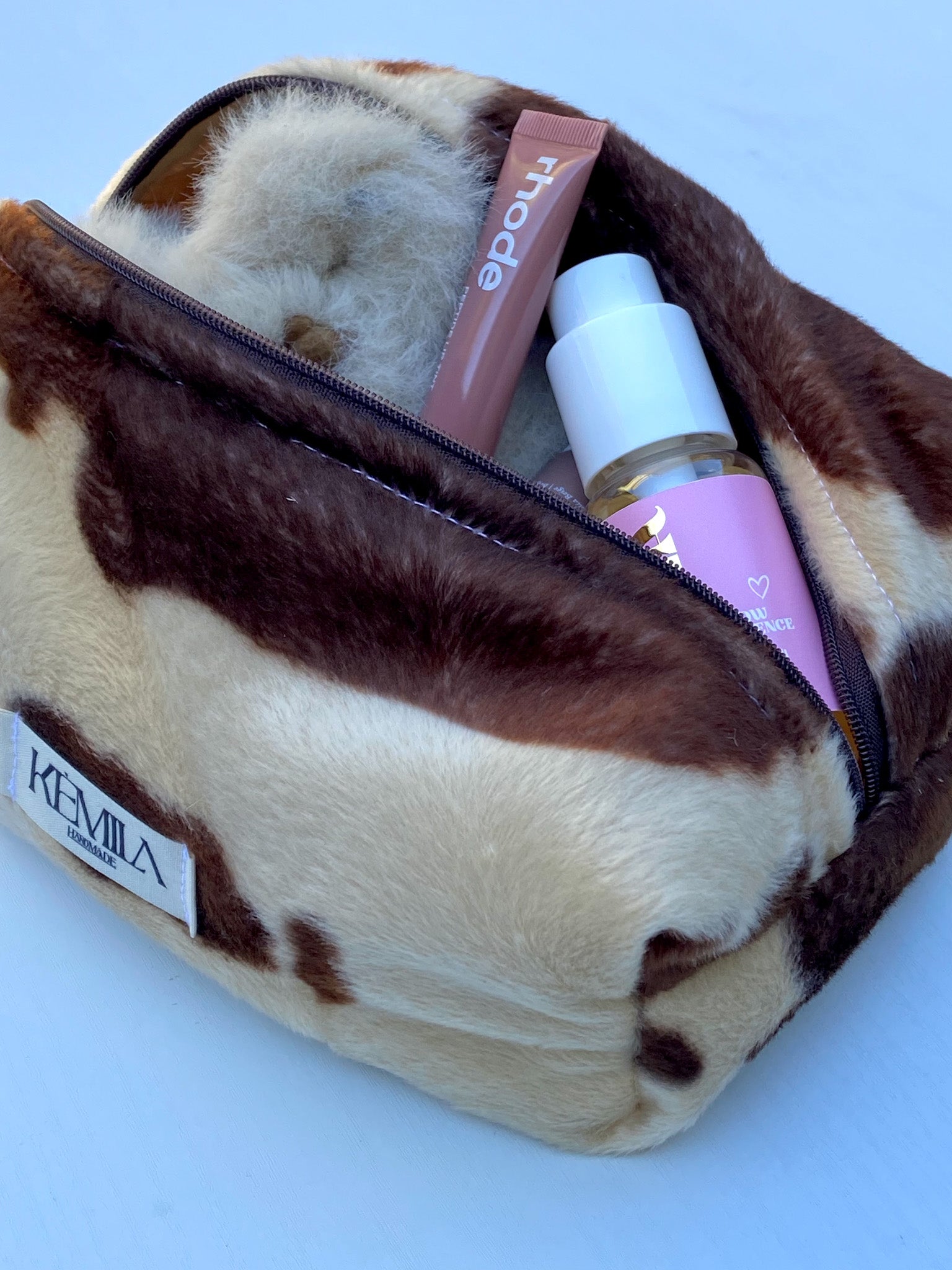 Beauty Bag Stampa Mucca Piccola - Pochette Handmade Animalier