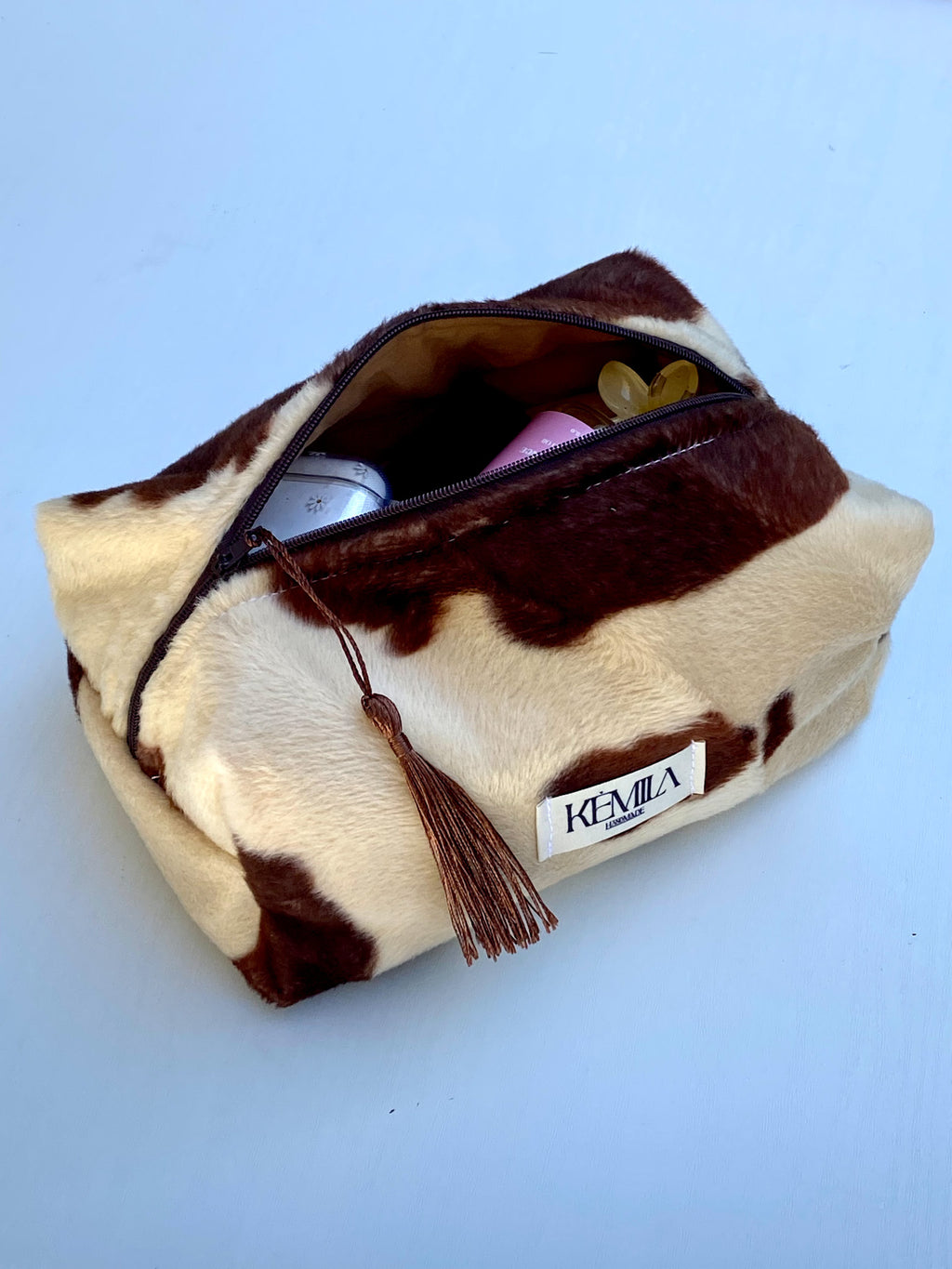 Beauty Bag Stampa Mucca Piccola - Pochette Handmade Animalier
